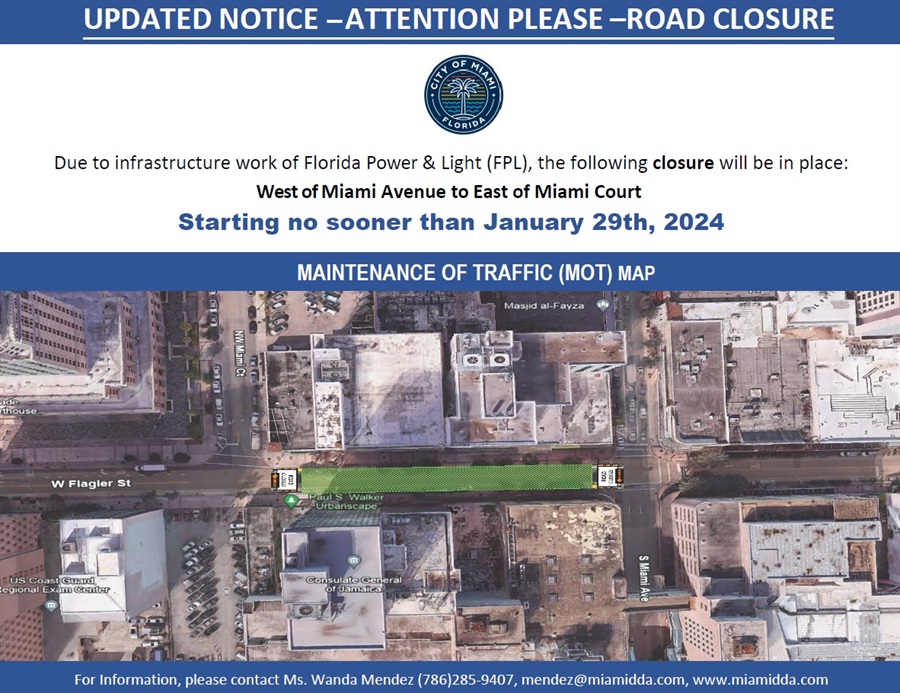 MOT Map for Section E-1 of the Downtown Flagler Street Project